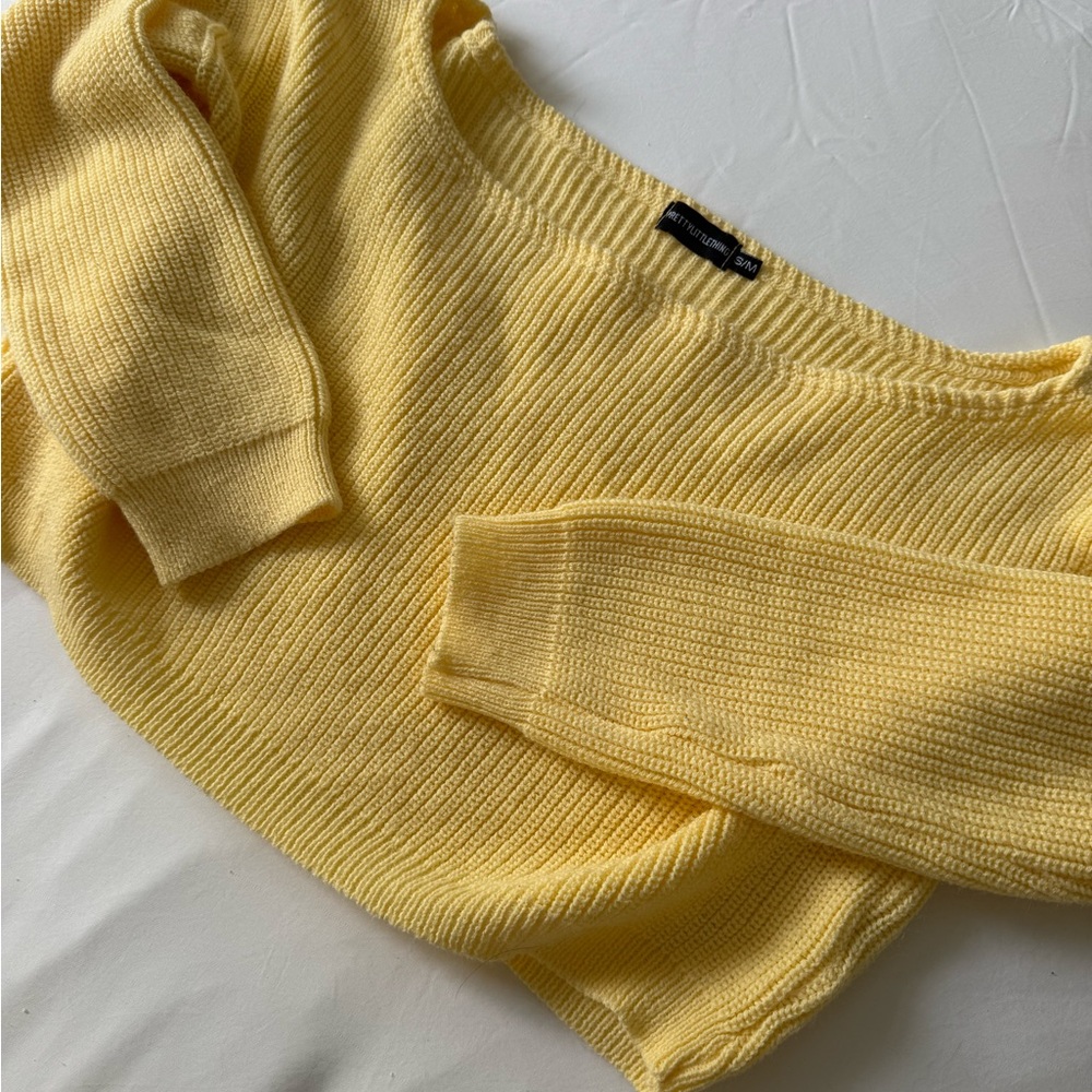 Off-the-Shoulder Cropped Knit Sweater